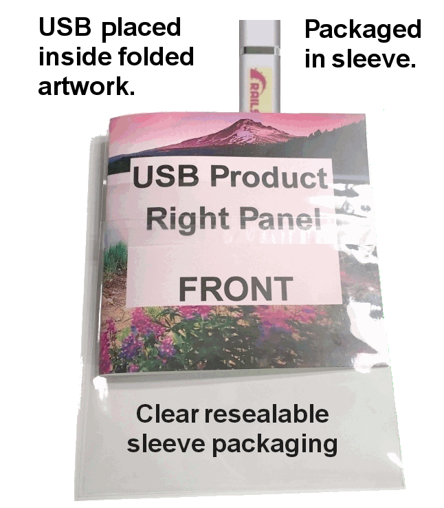 usb flash drive placed in clear resealable sleeve