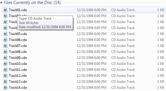 What audio file format is used for CD audio files?